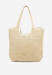 Beżowa Pleciona Torebka Shopper Feleindra. Brązowe shopper bag Born2be, bez wzorów, z jeansu, bez dodatków. Za 79.99 zł.