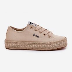Trampki Damskie Z Plecionką Lee Cooper LCW-25-44-3215 Beżowe beżowy. Brązowe trampki damskie bez wzorów, z materiału, bez zapięcia. Za 197.76 zł.