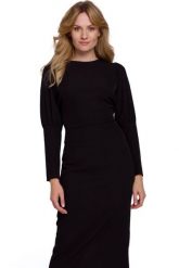 Elegancka sukienka z odkrytymi plecami czarna z rozcięciem. Czarne sukienki damskie Sukienki.shop, bez wzorów, eleganckie, bez ramiączek. Za 409.00 zł.
