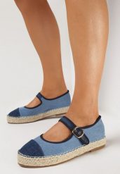 Niebieskie Espadryle na Jutowej Podeszwie z Paskiem Cuttia. Niebieskie espadryle damskie Born2be, bez wzorów, bez obcasa. Za 39.99 zł.