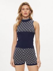 Guess Sweter Lise W3YR26 Z37K0 Granatowy Regular Fit. Niebieskie swetry klasyczne damskie Guess, xs, z syntetyku, bez kołnierzyka. Za 179.99 zł.