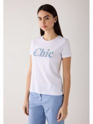 More & More Koszulka w kolorze białym rozmiar: 46. Białe bluzki damskie More & More, bez wzorów, z bawełny, bez kołnierzyka, bez ramiączek. Za 130.99 zł.