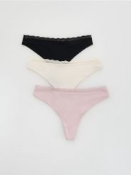 Majtki stringi 3 pack - czarny. Czarne stringi Reserved, bez wzorów. Za 59.99 zł.