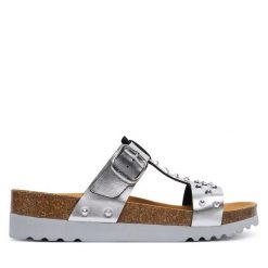 Klapki Scholl. Szare klapki damskie Scholl, bez wzorów, bez obcasa, bez zapięcia. Za 374.99 zł.
