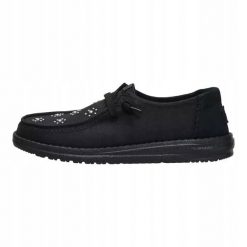 HEYDUDE Damskie Mokasyny Wendy Star Stud. Czarne mokasyny damskie Hey dude, z materiału, bez obcasa. Za 249.00 zł.