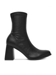 DeeZee Botki BZRB0804-4 Czarny. Czarne botki damskie DeeZee, z materiału, bez obcasa, na słupku, bez zapięcia. Za 199.99 zł.