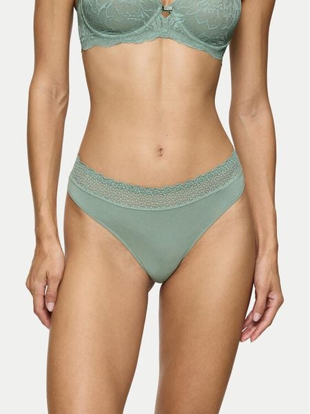 Triumph Stringi Feel Of Modal 10219764 Zielony. Zielone stringi Triumph, bez wzorów. Za 39.99 zł.