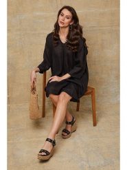 Joséfine Lniana sukienka "Mouna" w kolorze czarnym rozmiar: M. Czarne sukienki damskie Joséfine, bez wzorów, ze lnu, bez ramiączek. Za 152.99 zł.