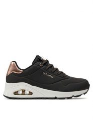 Skechers Sneakersy Uno Shimmer Away 155196/BLK Czarny. Czarne obuwie sportowe damskie Skechers, ze skóry, bez zapięcia. Za 219.99 zł.