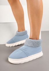 Jasnoniebieskie Kapcie Vices na Piankowej Podeszwie z Pikowaną Cholewką Velavina. Niebieskie kapcie damskie Renee, z dzianiny. Za 29.99 zł.