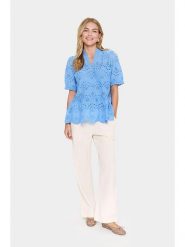 SAINT TROPEZ Bluzka w kolorze błękitnym rozmiar: XS. Niebieskie bluzki damskie Saint Tropez, xs, bez wzorów, z bawełny, bez kołnierzyka, bez ramiączek. Za 148.45 zł.