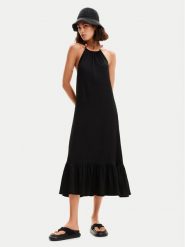 Desigual Sukienka letnia Leila 24SWVK64 Czarny Regular Fit. Czarne sukienki damskie Desigual, bez wzorów, z syntetyku, bez ramiączek. Za 379.99 zł.
