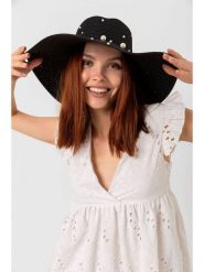 Lucky Bees Kapelusz przeciwsłoneczny w kolorze czarnym rozmiar: onesize. Czarne kapelusze damskie Lucky Bees, bez wzorów, z materiału. Za 78.99 zł.