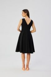 Czarna Midi Sukienka Rozkloszowana bez Rękawów. Czarne sukienki damskie MOE, bez wzorów, z elastanu, bez ramiączek. Za 345.90 zł.