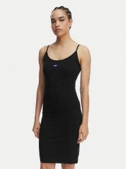 HUGO Sukienka letnia Narya 50563766 Czarny Slim Fit. Czarne sukienki damskie Hugo, bez wzorów, z bawełny, bez ramiączek. Za 349.99 zł.