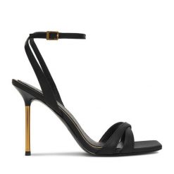 Sandały Eva Minge. Czarne sandały damskie Eva Minge, bez wzorów, bez obcasa, na szpilce, bez zapięcia. Za 449.99 zł.