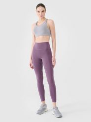 4F Legginsy treningowe ze średnim stanem damskie - fioletowe XS. Fioletowe legginsy damskie 4F, s, bez wzorów, z dzianiny. W wyprzedaży za 69.99 zł.