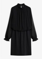 Sukienka mini. Czarne sukienki damskie bonprix, bez wzorów, z materiału, bez ramiączek. Za 179.99 zł.