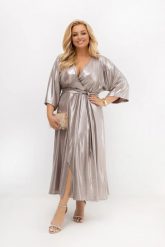 Sukienka kimonowa Moon Shine z połyskiem na wesele i eleganckie przyjęcia PLUS SIZE OVERSIZE LATO. Sukienki damskie Moda Size Plus Iwanek, bez wzorów, z elastanu, eleganckie, bez ramiączek. Za 379.90 zł.