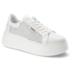 Białe Sneakersy Damiss Modne Obuwie Damskie. Białe obuwie sportowe damskie DAMISS, na wiosnę, z materiału, bez zapięcia. Za 379.00 zł.