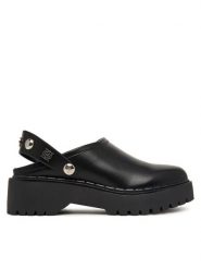 Guess Klapki FLTWNE ELE01 Czarny. Czarne klapki damskie Guess, z aplikacjami, ze skóry, bez obcasa, bez zapięcia. Za 584.99 zł.