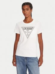 Guess T-Shirt W5BI18 I3Z14 Biały Regular Fit. Białe t-shirty damskie Guess, s, z aplikacjami, z bawełny, bez kołnierzyka. Za 139.99 zł.