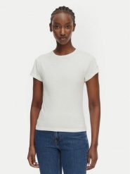 Tommy Hilfiger T-Shirt WW0WW48702 Biały Slim Fit. Białe t-shirty damskie Tommy Hilfiger, l, bez wzorów, z bawełny, bez kołnierzyka. Za 249.99 zł.