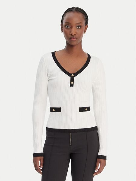 Guess Sweter W6RR26 Z3HP2 Biały Classic Fit. Białe swetry klasyczne damskie Guess, l, z syntetyku, bez kołnierzyka. Za 399.99 zł.