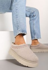 Ciemnobeżowe Śniegowce na Grubej Podeszwie z Niską Cholewką i Haftem Zinnirella. Brązowe śniegowce damskie Born2be, z wełny, przed kostkę. Za 69.99 zł.