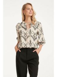Smashed Lemon Bluzka w kolorze kremowo-czarnym rozmiar: XS. Brązowe bluzki damskie Smashed Lemon, xs, bez wzorów, bez kołnierzyka, bez ramiączek. Za 249.95 zł.