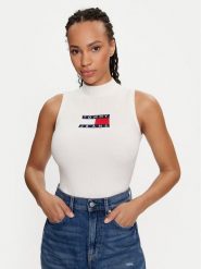 Tommy Jeans Golf Center Flag DW0DW18527 Écru Slim Fit. Golfy damskie Tommy Jeans, m, bez wzorów, z jeansu, bez ramiączek. Za 259.99 zł.