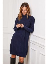 Joséfine Sukienka dzianinowa "Felicidad" w kolorze granatowym rozmiar: L. Niebieskie sukienki damskie Joséfine, bez wzorów, z dzianiny, bez ramiączek. Za 195.99 zł.
