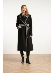 Smashed Lemon Płaszcz przejściowy w kolorze czarnym rozmiar: XL. Czarne płaszcze damskie Smashed Lemon, xl, z aplikacjami, bez kaptura. Za 274.88 zł.