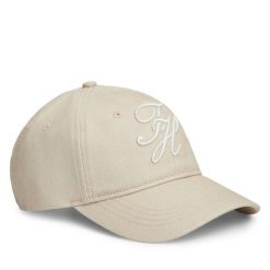 Czapka z daszkiem Tommy Hilfiger. Brązowe czapki z daszkiem damskie Tommy Hilfiger, bez wzorów. Za 209.99 zł.