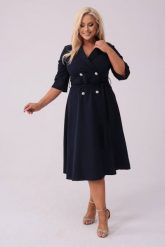 Elegancka granatowa żakietowa sukienka Marietta XXL OVERSIZE. Żółte sukienki damskie Moda Size Plus Iwanek, bez wzorów, z elastanu, biznesowe, bez ramiączek. Za 325.00 zł.