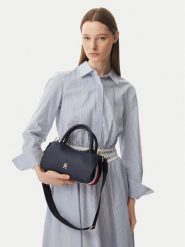 Tommy Hilfiger Torebka Th Logotape Mini Satchel AW0AW18743 Granatowy. Niebieskie torebki klasyczne damskie Tommy Hilfiger, ze skóry, bez dodatków. Za 489.99 zł.