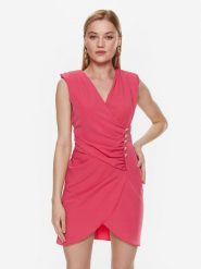 ViCOLO Sukienka koktajlowa TE0106 Różowy Regular Fit. Czerwone sukienki damskie ViCOLO, bez wzorów, z syntetyku, wizytowe, bez ramiączek. Za 259.99 zł.