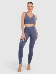 4F Legginsy do jogi i pilatesu bezszwowe damskie - granatowe XS/S. Niebieskie legginsy damskie 4F, l, bez wzorów, z materiału. Za 149.99 zł.