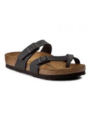 Birkenstock Japonki "Mayari" w kolorze czarnym rozmiar: 41. Czarne klapki damskie Birkenstock, bez wzorów, z otwartym noskiem, bez obcasa, bez zapięcia. Za 351.45 zł.