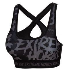 Stanik sportowy fitness siłownia MMA EXTREME HOBBY LETTERS. Czarne biustonosze sportowe damskie EXTREME HOBBY, bez wzorów, z elastanu. Za 129.00 zł.