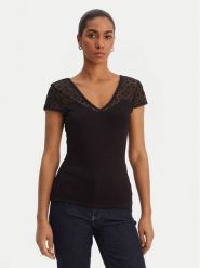 Morgan Bluzka 251-DFLO Czarny Slim Fit. Czarne bluzki damskie Morgan, s, bez wzorów, z wiskozy, bez kołnierzyka, bez ramiączek. Za 159.99 zł.