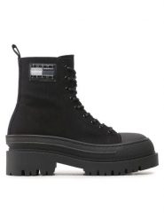 Tommy Hilfiger Botki Tjw Foxing Canvas EN0EN02216 Czarny. Czarne botki damskie Tommy Hilfiger, z materiału, bez obcasa, na płaskiej podeszwie, bez zapięcia. Za 379.99 zł.