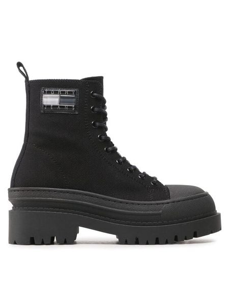 Tommy Hilfiger Trzewiki Tjw Foxing Canvas EN0EN02216 Czarny. Czarne botki damskie Tommy Hilfiger, z materiału, bez obcasa, na płaskiej podeszwie, bez zapięcia. Za 379.99 zł.