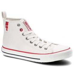 Białe Trampki Big Star Damskie Modne Półbuty. Białe trampki damskie Big Star, bez wzorów, z gumy, przed kolano, bez zapięcia. Za 99.99 zł.