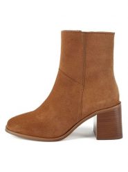 Loft37 Skórzane botki w kolorze jasnobrązowym rozmiar: 40. Brązowe botki damskie loft37, eleganckie, z okrągłym noskiem, bez obcasa, bez zapięcia. Za 448.99 zł.