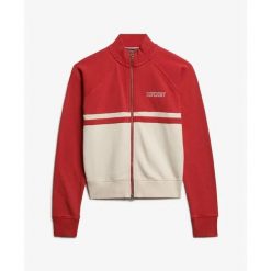 Damska bluza dresowa zapinana na zamek Superdry Athletic Essentials. Czerwone bluzy damskie Superdry, xl, bez wzorów, z dresówki, bez kaptura. Za 330.50 zł.