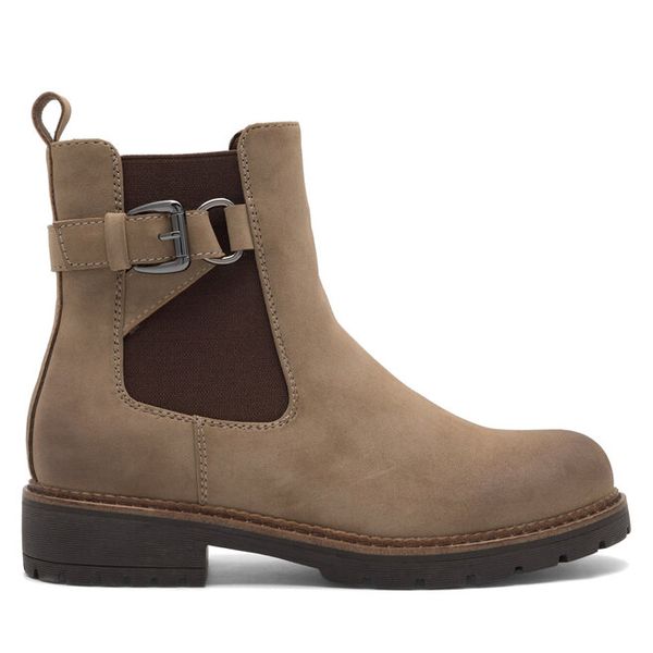 Botki Clara Barson. Brązowe botki damskie Clara Barson, bez obcasa, na płaskiej podeszwie, bez zapięcia. Za 149.99 zł.