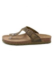 JOLANA & FENENA Skórzane japonki w kolorze khaki rozmiar: 38. Brązowe klapki damskie JOLANA & FENENA, bez wzorów, z otwartym noskiem, bez obcasa, bez zapięcia. Za 140.53 zł.