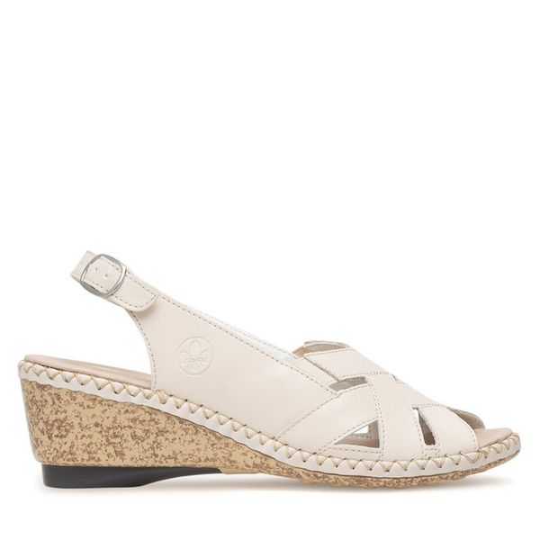 Sandały Rieker. Brązowe sandały damskie Rieker, bez wzorów, bez obcasa, na koturnie, bez zapięcia. Za 229.99 zł.