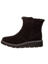 Clarks Skórzane botki w kolorze czarnym rozmiar: 41. Czarne botki damskie Clarks, z materiału, bez obcasa, bez zapięcia. Za 264.15 zł.